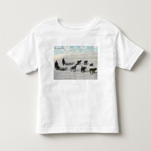 "Artic速い郵便" Dogsledを持つ人 トドラーTシャツ (正面)