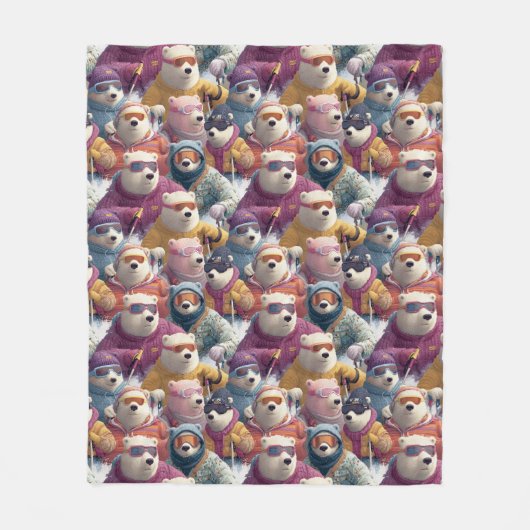 Artic Polar Bears Ski Club フリースブランケット (正面)