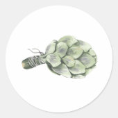 Artichoke Watercolor Classic Round Stick ラウンドシール (正面)