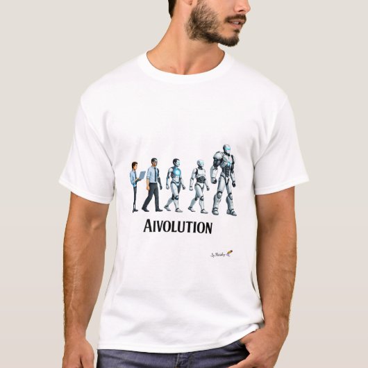 Artificial Evolution | Futuristic AI Robot Design Tシャツ (正面)