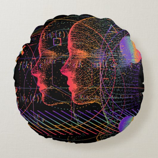 Artificial Intelligence and Virtual Reality concep ラウンドクッション (正面)