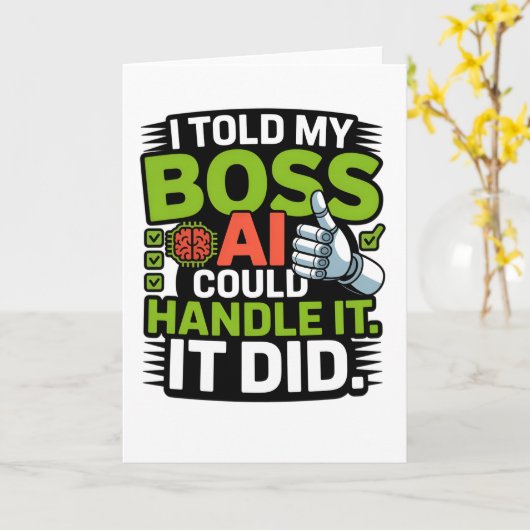 Artificial Intelligence Boss AI Funny Design カード (黄色い花)