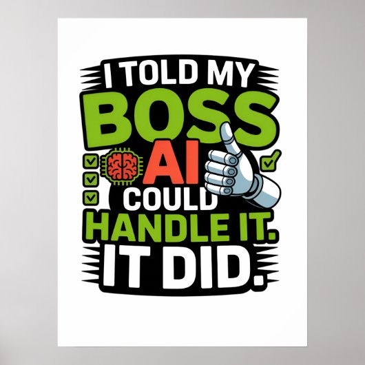 Artificial Intelligence Boss AI Funny Design ポスター (正面)