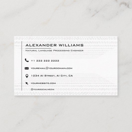 Artificial Intelligence Software Engineer Visiting 名刺 (裏面)