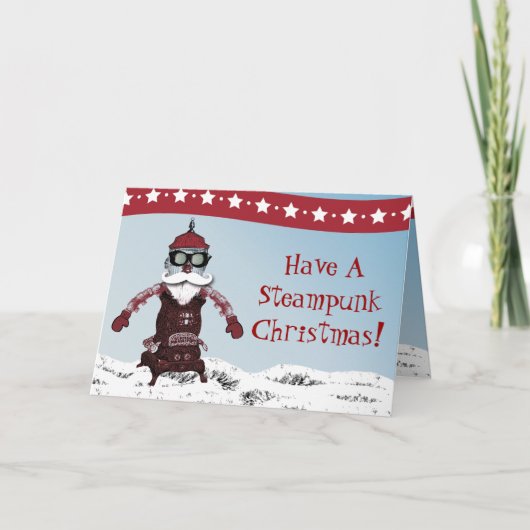 Artinspired著Steampunkのロボット1サンタ シーズンカード (正面)