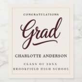 Artisan Burgundy Script Grad Bottle Label ワインラベル (シングルラベル)