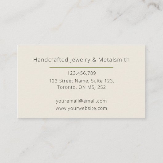 Artisan Business Card Sage Minimalist Maker Card 名刺 (裏面)