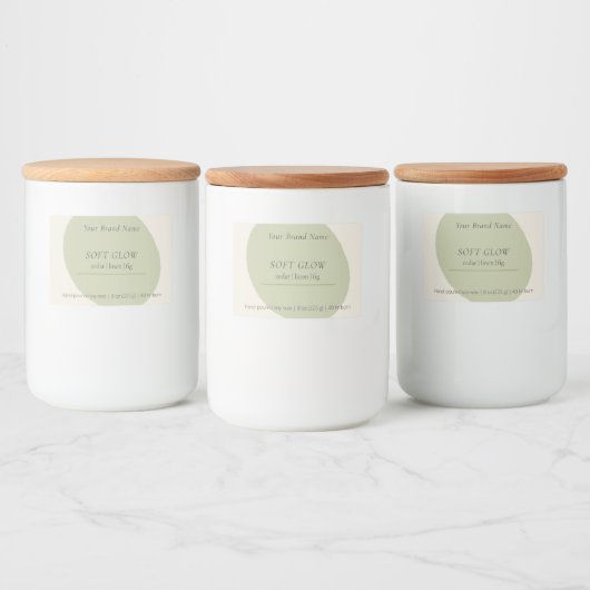 Artisan Candle Label Sage Minimalist Centered Wrap フードラベル (ボトル)
