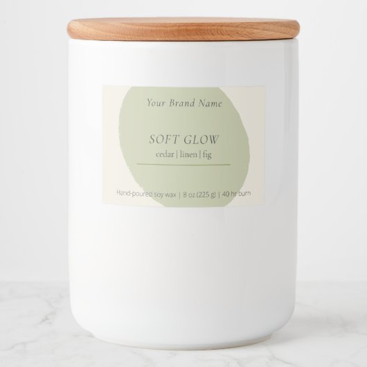 Artisan Candle Label Sage Minimalist Centered Wrap フードラベル (正面)