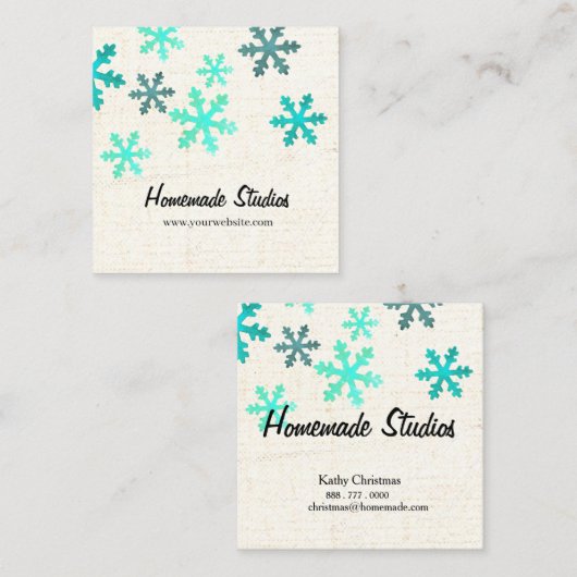 Artisan Canvas Snowflake Happiness スクエア名刺 (正面/裏面)