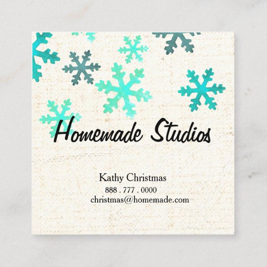Artisan Canvas Snowflake Happiness スクエア名刺 (裏面)