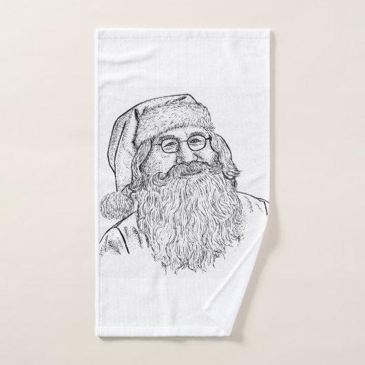 Artisan Christmas: Hand-Drawn Stippled Santa Portr ハンドタオル (ハンドタオル)