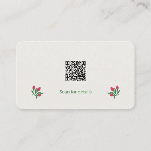 Artisan Florist Minimalist Botanical QR Code 名刺 (裏面)