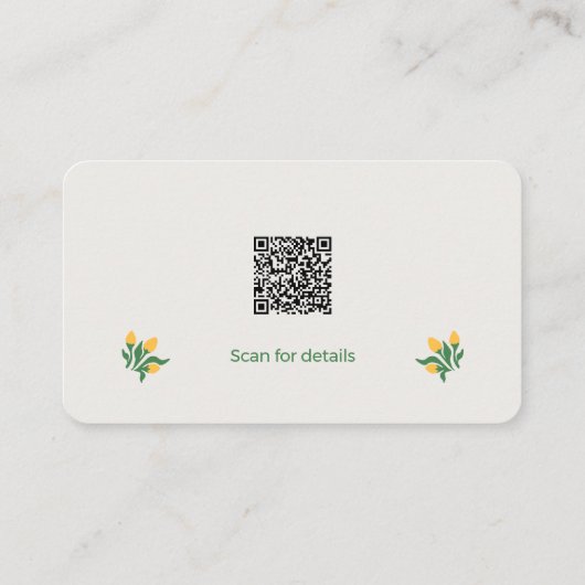 Artisan Florist Minimalist Botanical QR Code 名刺 (裏面)