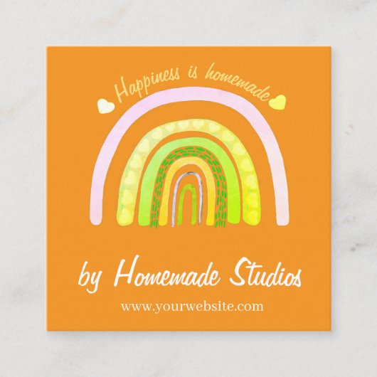 Artisan Rainbow 'Happiness is Homemade'  スクエア名刺 (正面)
