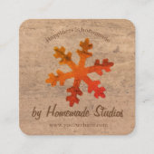 Artisan Woodgrain Campfire Snowflake 'Homemade'  スクエア名刺 (正面)