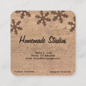 Artisan Woodgrain Campfire Snowflake 'Homemade'  スクエア名刺 (裏面)