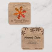 Artisan Woodgrain Campfire Snowflake 'Homemade'  スクエア名刺 (正面/裏面)