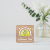 Artisan Woodgrain Rainbow 'Happiness is Homemade'  スクエア名刺 (スタンド正面)