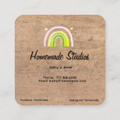 Artisan Woodgrain Rainbow 'Happiness is Homemade'  スクエア名刺 (裏面)