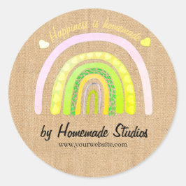 Artisan Woodgrain Rainbow 'Happiness is Homemade'  ラウンドシール