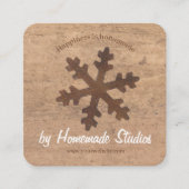 Artisan Woodgrain Rustic Snowflake 'Homemade'  スクエア名刺 (正面)