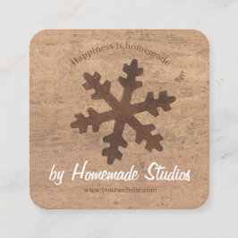 Artisan Woodgrain Rustic Snowflake 'Homemade'  スクエア名刺