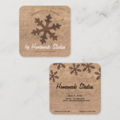 Artisan Woodgrain Rustic Snowflake 'Homemade'  スクエア名刺 (正面/裏面)
