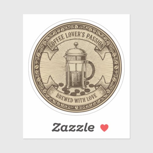 Artisanal French Press Coffee | Vintage "Brewed   シール (シート)