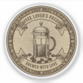 Artisanal French Press Coffee | Vintage "Brewed   シール (正面)