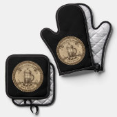 Artisanal French Press Coffee | Vintage "Brewed   鍋つかみ&鍋敷きセット (正面/裏面)