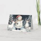 Artisitc Snowman Forest Illustration Christmas  シーズンカード (正面)
