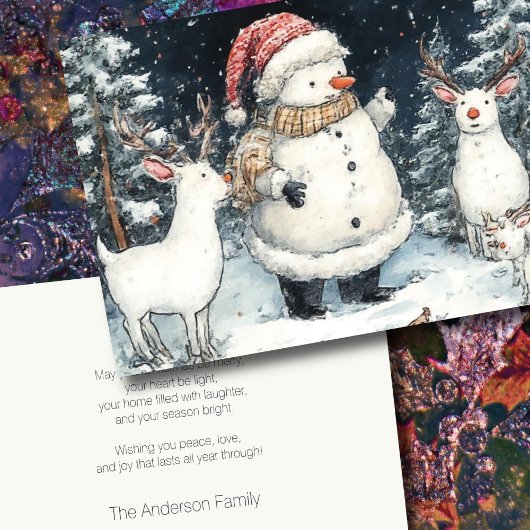 Artisitc Snowman Forest Illustration Christmas  シーズンカード
