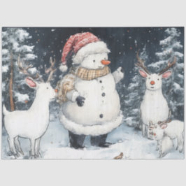 Artisitc Snowman Forest Illustration Christmas  薄葉紙