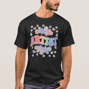 ARTIST-レトロGroovyヴィンテージ、花、ハート、星 Tシャツ