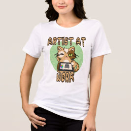 Artist at work cute cat design トライブレンドTシャツ