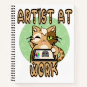 Artist at work cute cat design ノートブック (正面)