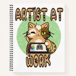 Artist at work cute cat design ノートブック