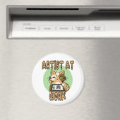 Artist at work cute cat design マグネット (インサイチュ (食洗機))