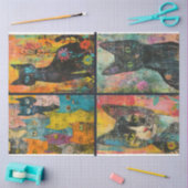 Artist Catをテーマにしたジャンクジャーナルの背景2 薄葉紙 (クラフト)