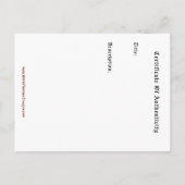 Artist Certificate Of Authenticity Template ポストカード (裏面)