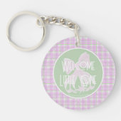 Artist designed sheer pink bow and plaid  キーホルダー (正面)