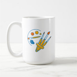 Artist Paint Palette and Brushes コーヒーマグカップ