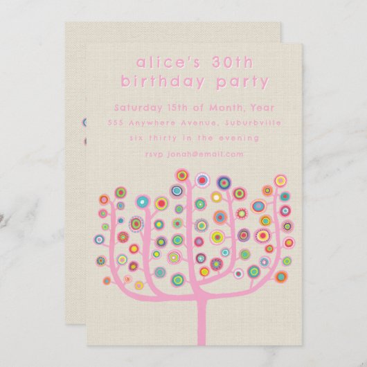 Artist Unique Abstract Tree Painting 招待状 (正面/裏面)