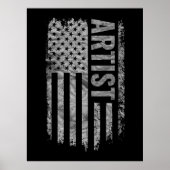 Artist USA Flag Distressed design ポスター (正面)
