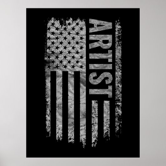 Artist USA Flag Distressed design ポスター (正面)