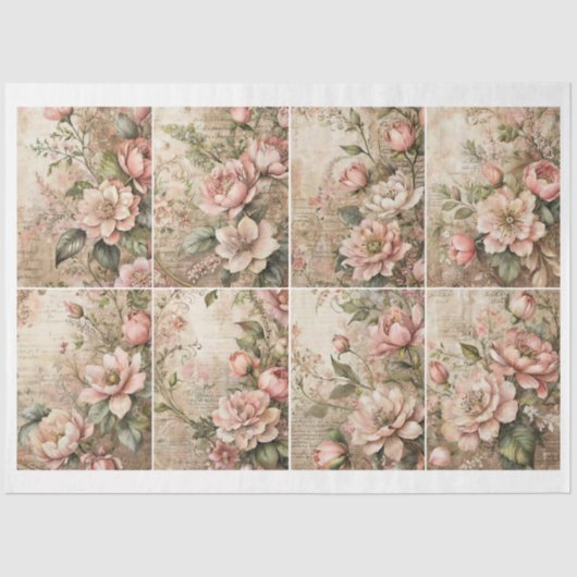 Artist Victorian Flower Junk Journal Backgrounds C 薄葉紙 (正面)