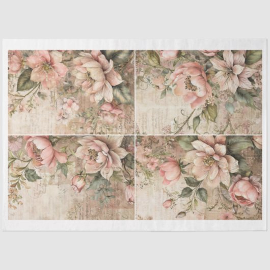 Artist Victorian Flower Junk Journal Backgrounds E 薄葉紙 (正面)
