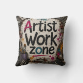 Artist Work Zone Creative Studio Gift for Artists クッション (裏面)