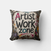 Artist Work Zone Creative Studio Gift for Artists クッション (正面)